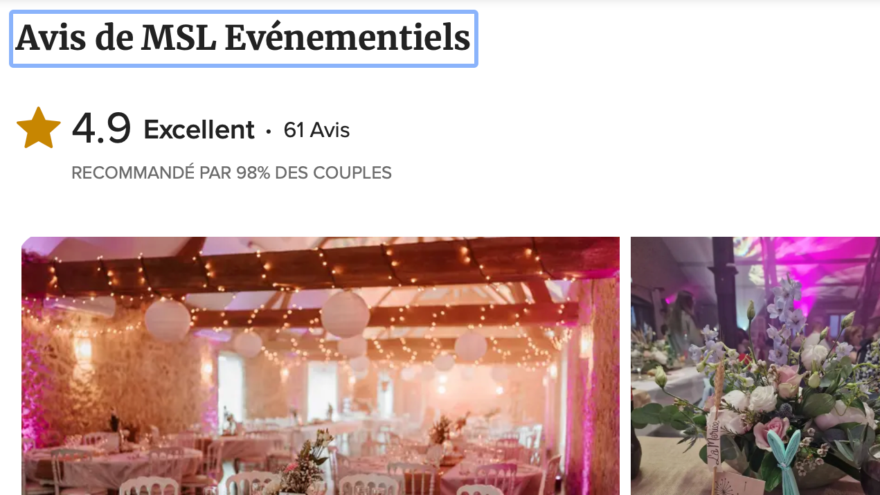 avis msl Evenementiels Nord Mariage sur mariages.net